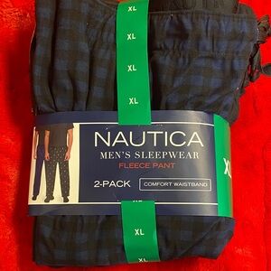 Nautica Men's Sleepwear Fleece Pant 2-Pack - Blue and Black